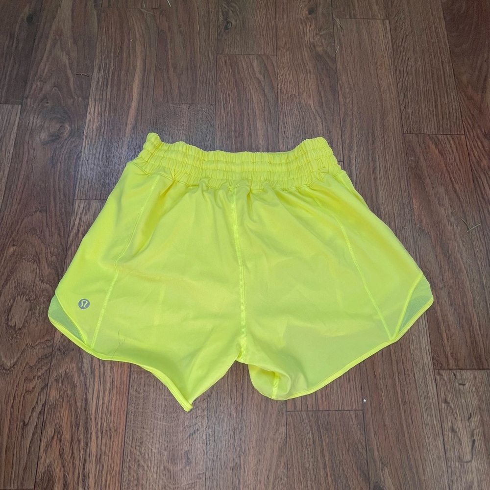 Neon yellow Lululemon shorts